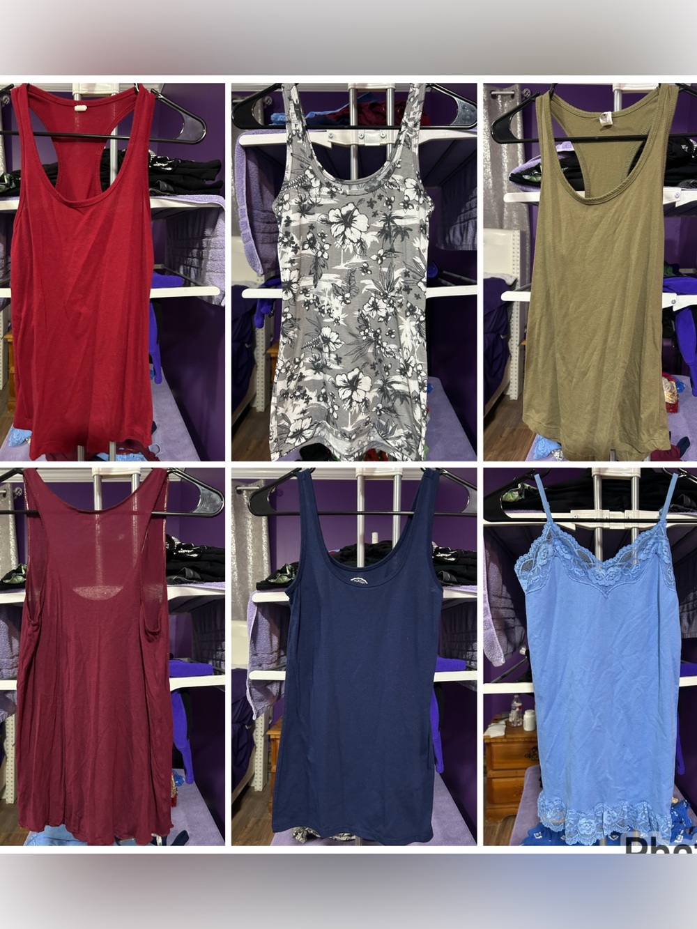 Women's Extra Small XS Tank Top Cami Bundle Lot Casual Layering Basics Set of 6